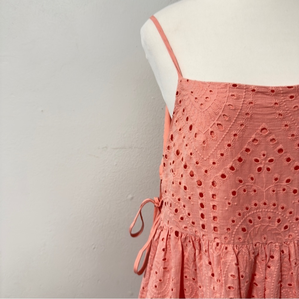 Wisteria Lane Ava Eyelet Mini Dress Coral Pink Small - Picture 4 of 16